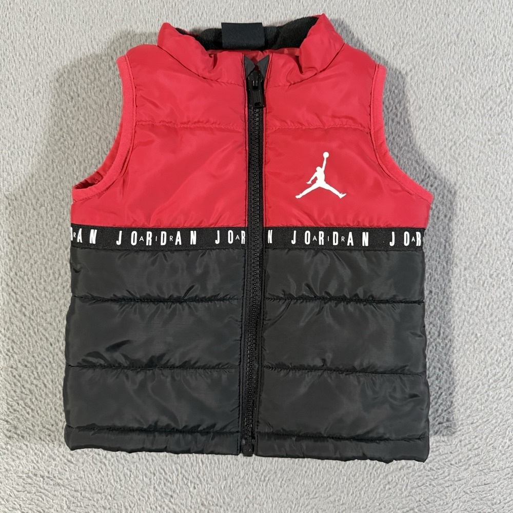 Jordan Red and Black Puffer Boy Vest Size 12 Months